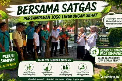 Bondowoso Bersih Dimulai dari Jantung Kota, BSBK dan DLH Kompak Tata Alun-Alun RBA Ki Ronggo