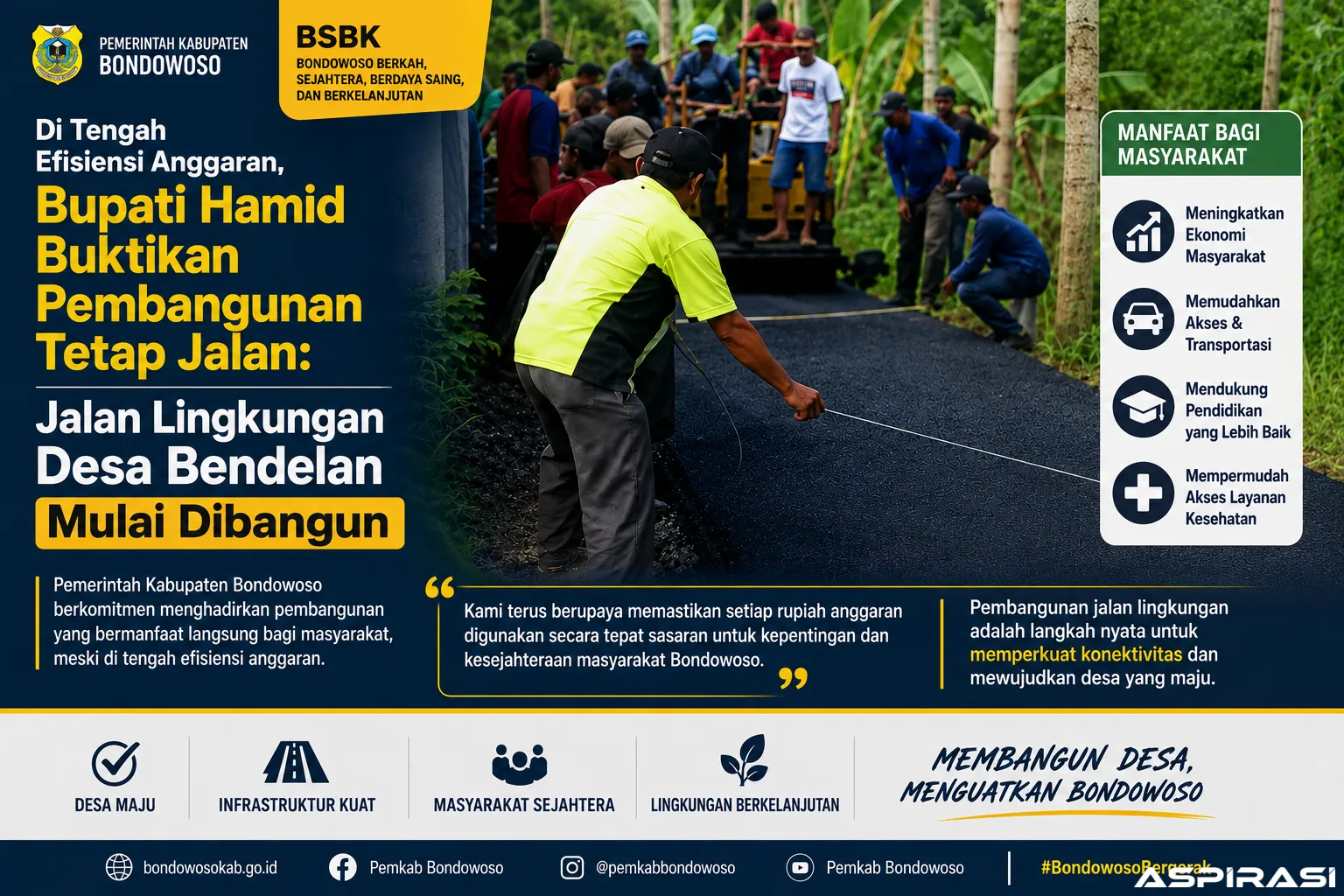 Di Tengah Efisiensi Anggaran, Bupati Hamid Buktikan Pembangunan Tetap Jalan: Jalan Lingkungan Desa Bendelan Mulai Dibangun