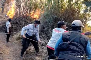 Polres Lumajang Kepung Laju Api di Ranupani, Sekat Bakar Dipasang Cegah Karhutla TNBTS Merembet