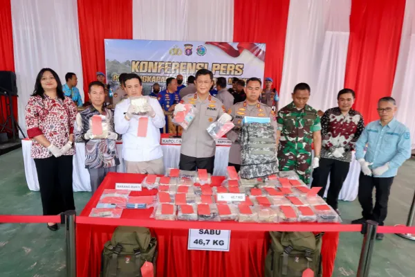 Polisi Gagalkan Penyelundupan 46,7 Kg Sabu di Kalteng, 885 Ribu Jiwa Terselamatkan