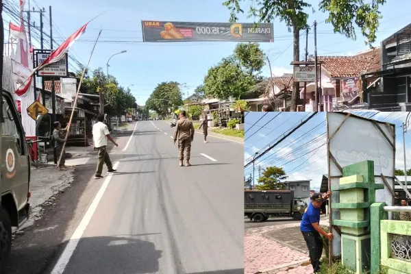 Satpol PP Bondowoso Gelar Operasi SABER BANNER, Puluhan Spanduk Ilegal Ditertibkan