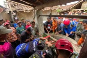 Evakuasi Dramatis! Damkar Selamatkan Warga Terjatuh ke Sumur di Taman Krocok